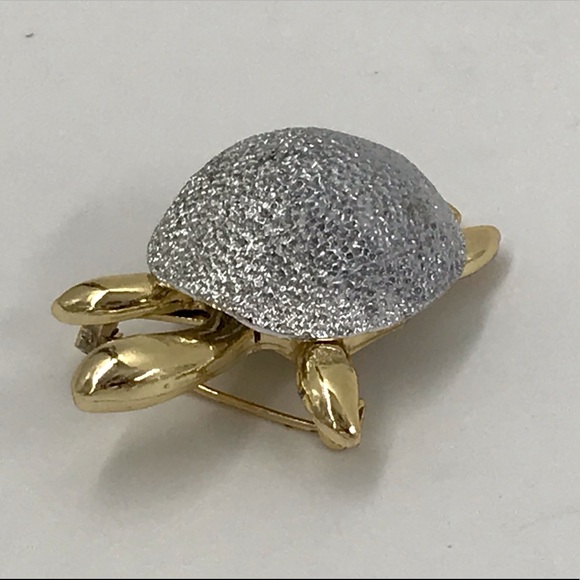 Vintage Gold and Silver Turtle Brooch Pin - Picture 7 of 8